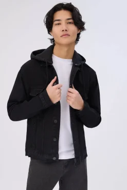 Amnesia Mens Denim Hooded Jacket