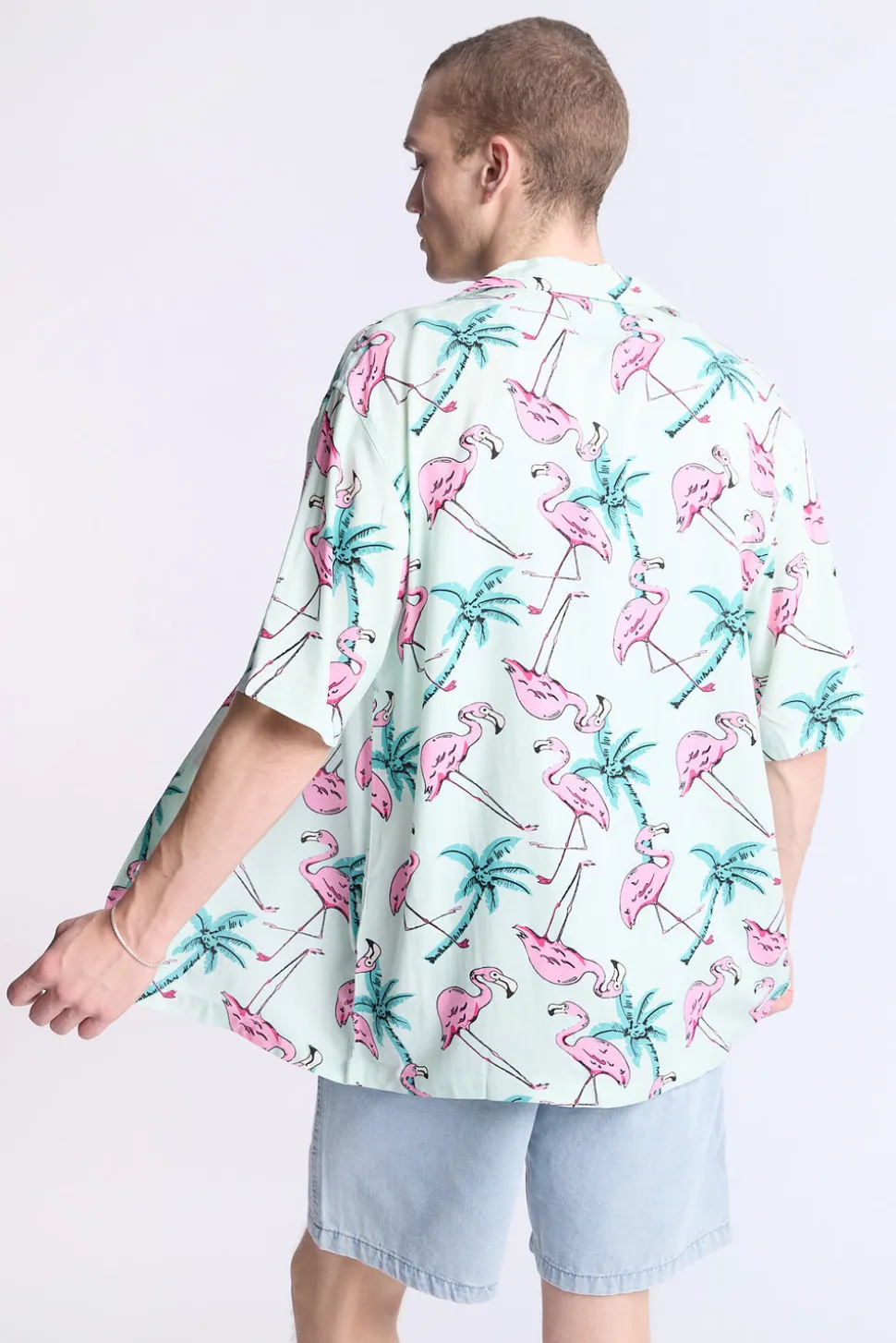 Arsenic Mens Flamingo Print Button-Up