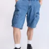 Arsenic Mens Loose Denim Cargo Shorts