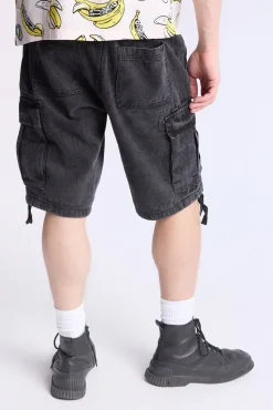 Arsenic Mens Loose Denim Cargo Shorts