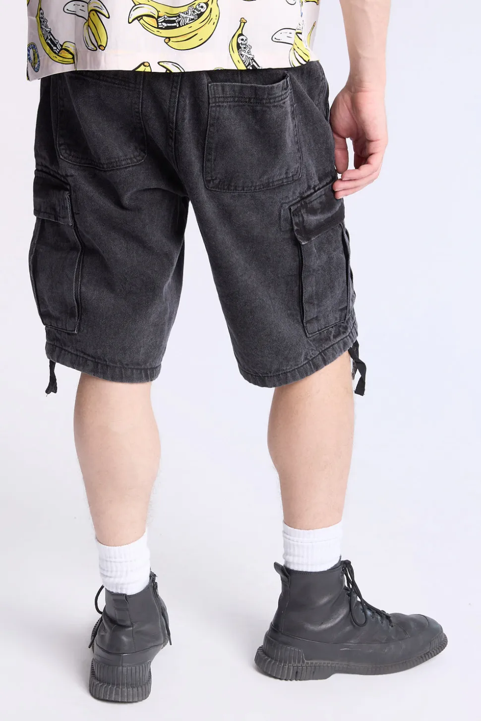 Arsenic Mens Loose Denim Cargo Shorts