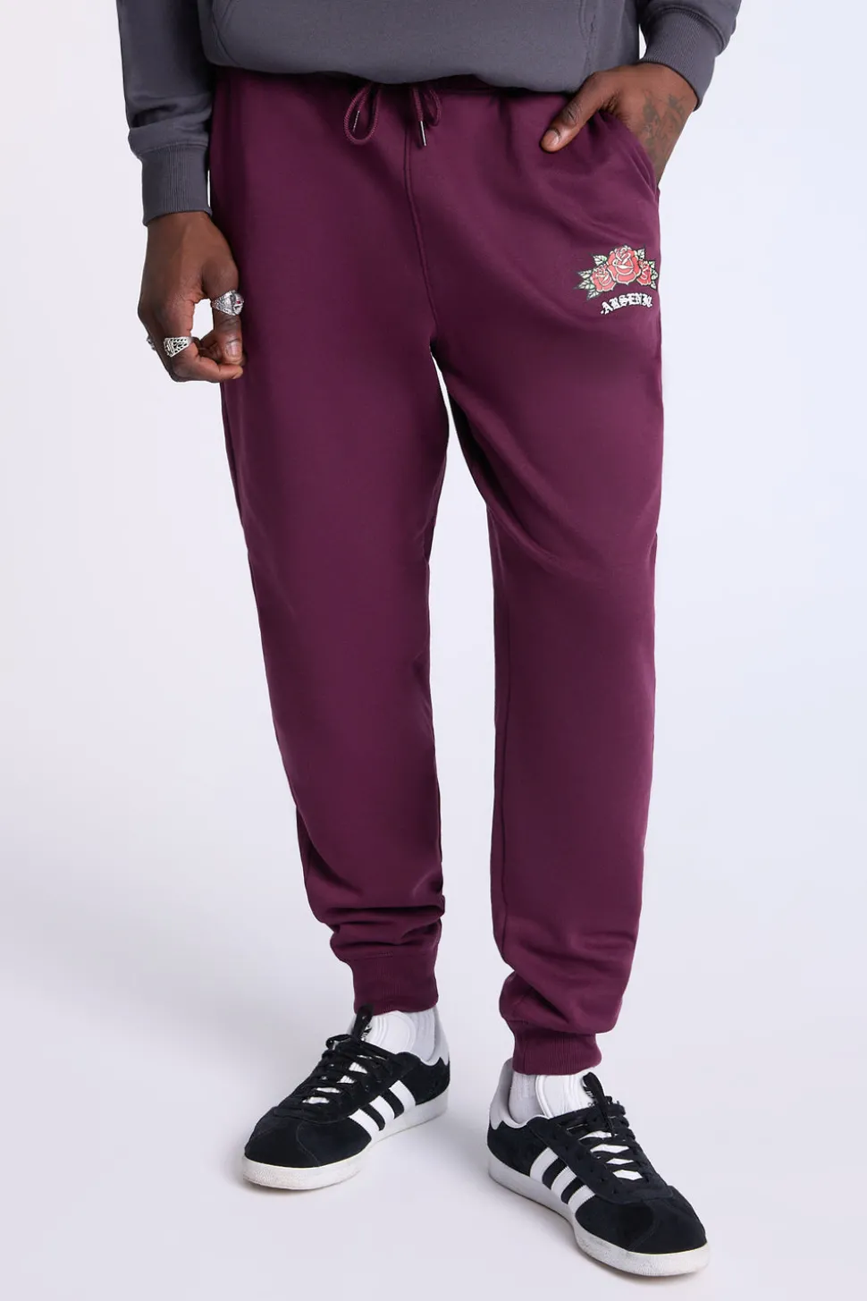 Arsenic Mens Rose Graphic Fleece Jogger