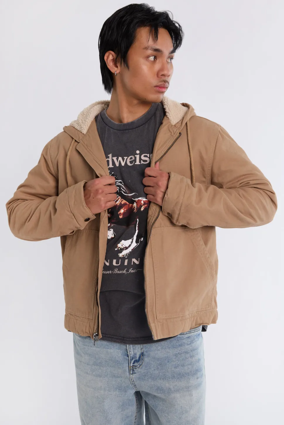 Arsenic Mens Sherpa Lined Twill Jacket