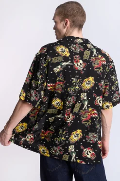 Arsenic Mens Tattoo Print Button-Up