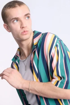 Arsenic Mens Vertical Stripes Button-Up