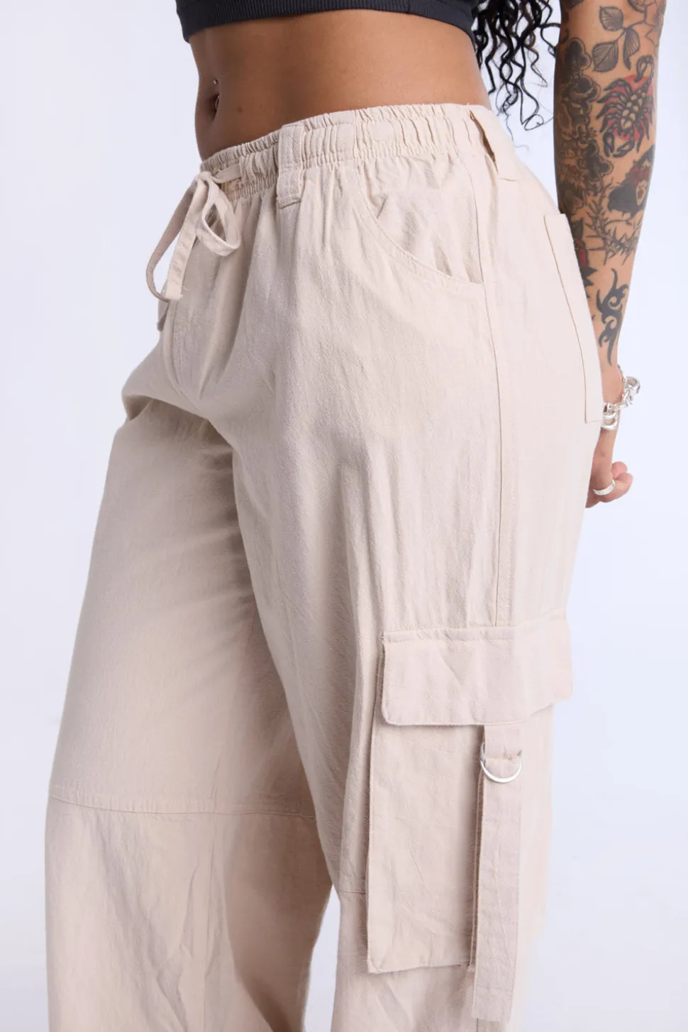 Cotton Wide Leg Cargo Pant