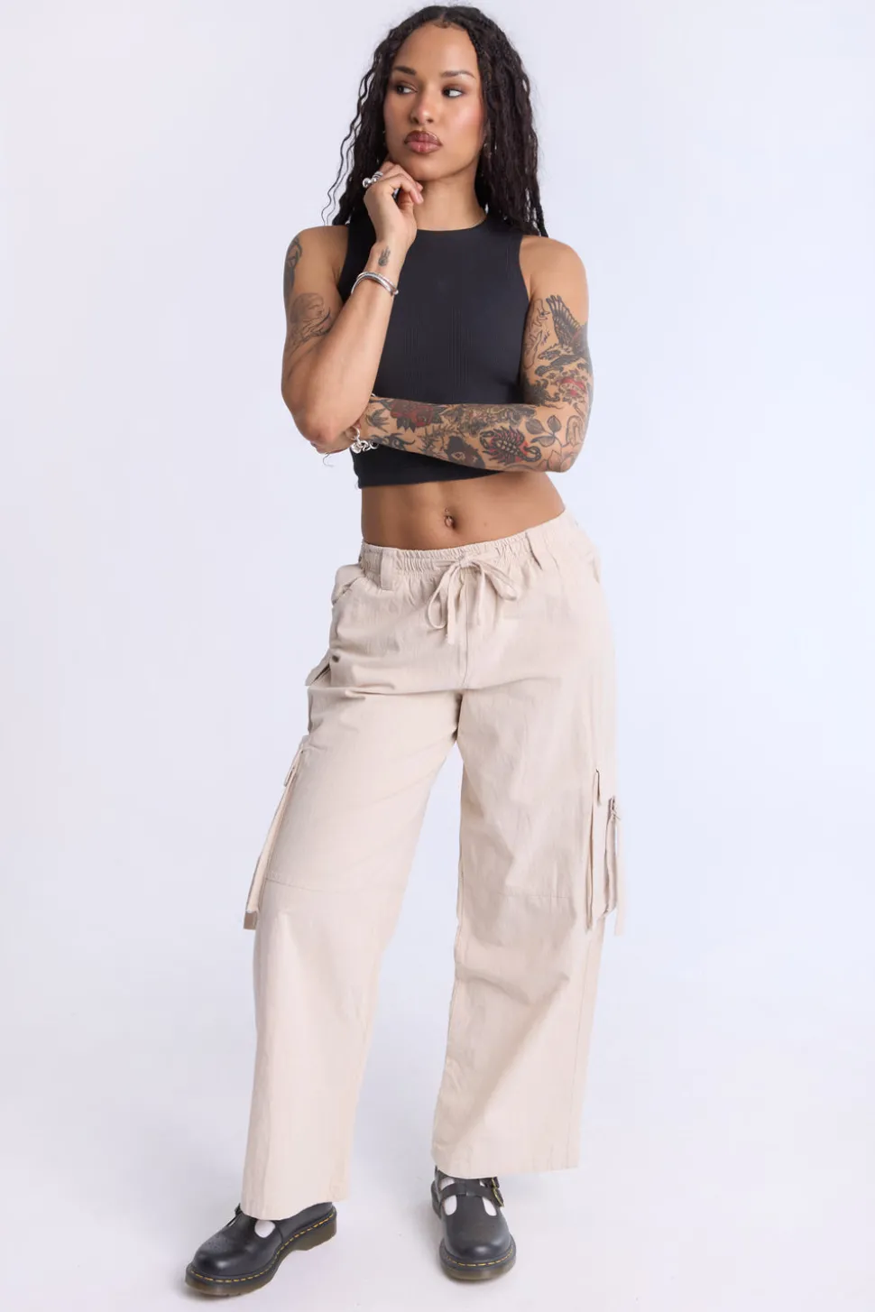 Cotton Wide Leg Cargo Pant