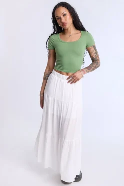 Cropped Scoop Neck Tee