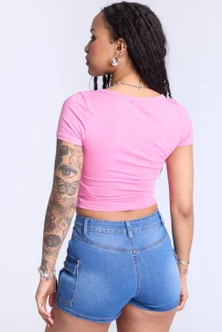 Cropped Scoop Neck Tee