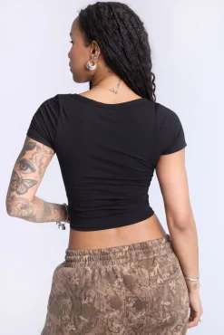 Cropped Scoop Neck Tee