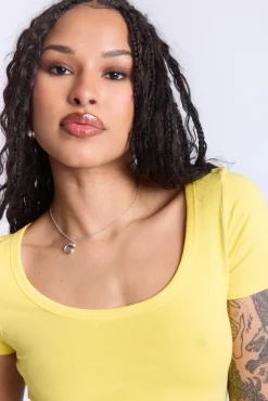 Cropped Scoop Neck Tee