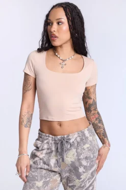 Cropped Square Neck Tee
