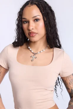 Cropped Square Neck Tee