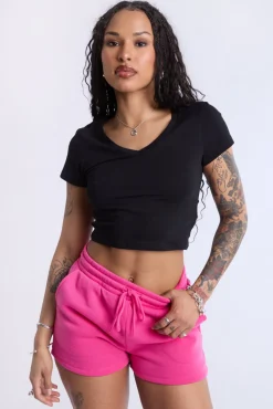 Cropped V-Neck Tee