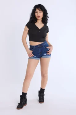 Distressed Rolled Cuff Shorts