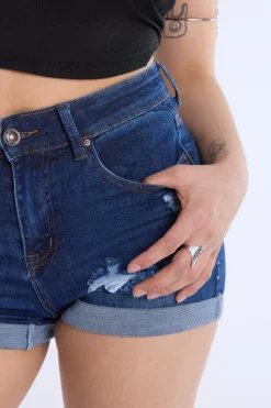 Distressed Rolled Cuff Shorts