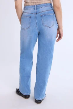 Distressed Straight Leg Jeans