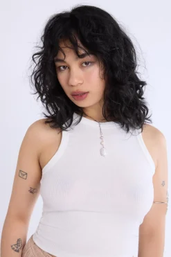 High-Neck Ribbed Tank Top