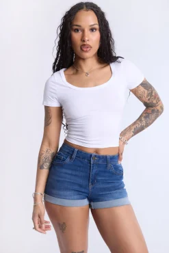High-Rise Denim Shorts