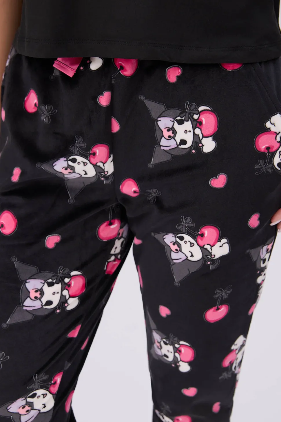 Kuromi 2-Piece Pajama Tee & Velour Jogger Set