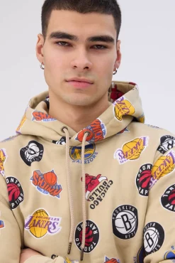 Mens Allover NBA Logo Print Hoodie