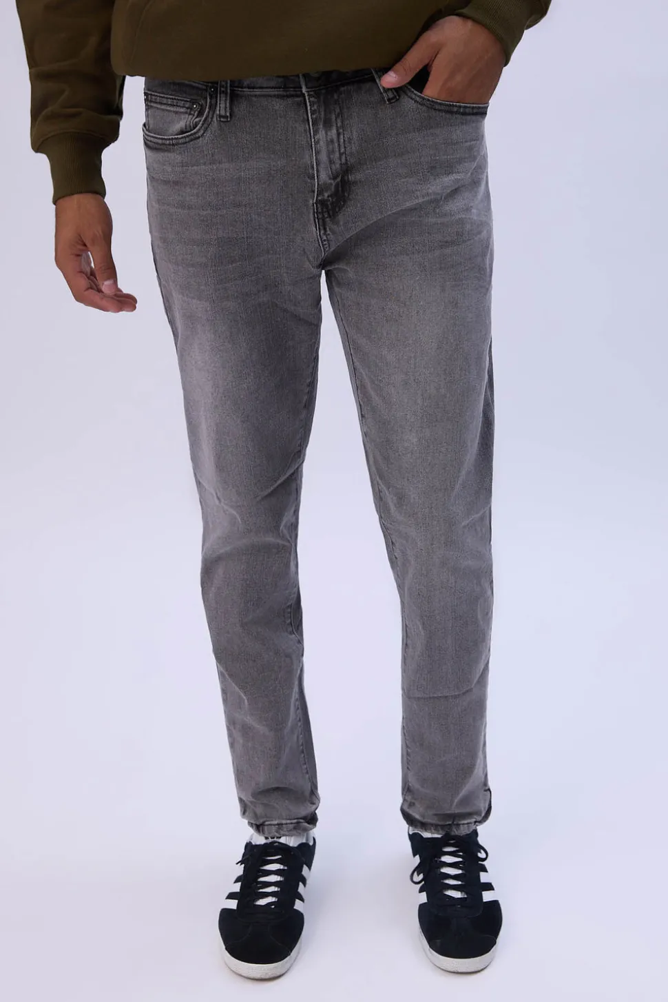 Mens Grey Slim Taper Jeans