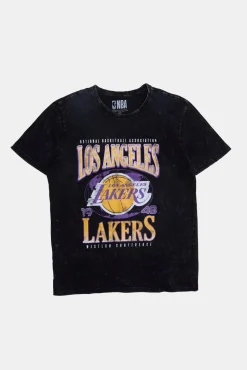 Mens LA Lakers Acid Wash T-Shirt