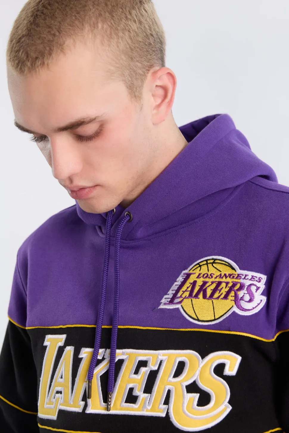Mens LA Lakers Colour Block Hoodie