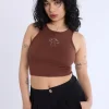 Rhinestone Raw Hem Tank Top