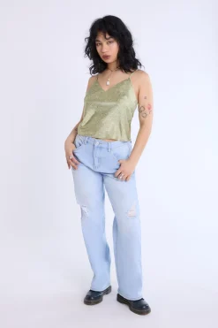 Satin Floral Print V-Neck Cami
