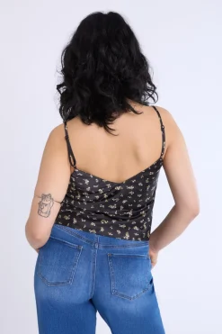 Satin Floral Print V-Neck Cami