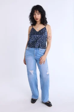 Satin Floral Print V-Neck Cami