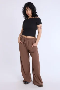 Short Sleeved Off Shoulder Ribbed Knit Top