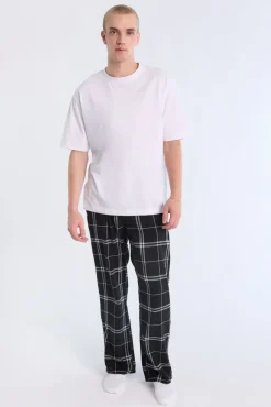West49 Mens Black Plaid Pajama Bottoms