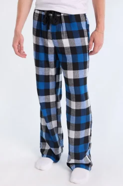 West49 Mens Blue Plaid Pajama Bottoms