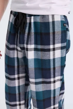 West49 Mens Teal Plaid Pajama Bottoms