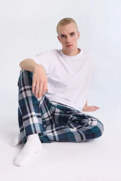 West49 Mens Teal Plaid Pajama Bottoms