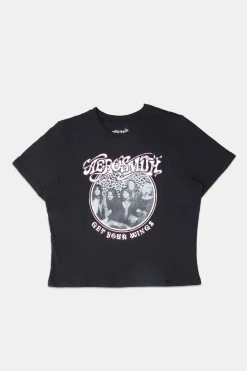 Womens Aerosmith Foil Graphic Baby Tee
