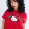 Womens Hello Kitty Glitter Baby Tee