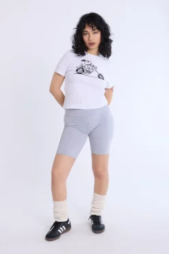 Womens Motorcycle Snoopy Graphic Baby Tee
