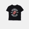 Womens Rolling Stones Glitter Baby Tee